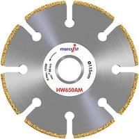 Marcrist HW650 Multi-Material Cordless Angle Grinder Diamond Wood Blade 115 x 22.23mm (7249R)