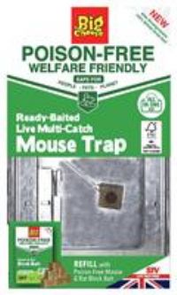 The Big Cheese Ready-Baited Live Multi-Catch Mouse Trap Poison-Free Welfare Friendly British Grain Safe Around Children and Pets Monitor Infestations Self-Setting