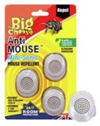 The Big Cheese Anti Mouse Mini Sonic Repellent 3 Pack (Ultrasonic, Humane Mice Deterrent for Home, Welfare Friendly, 24/7 Protection)- STV828