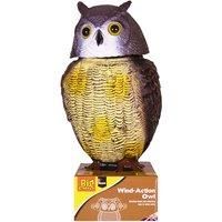 Defenders STV965 Wind-Action Owl, (Life-like Decoy Deterrent, Scares Birds From Gardens), Grey, One Size