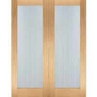 Mexicano Internal Glazed Unfinished Oak 1 Lite Pair Doors - 1220 x 1981mm