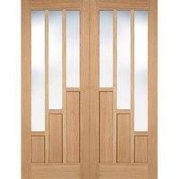 LPD (W) 48 inch Oak Coventry Prefinished Glazed 3L Pairs Internal French Door