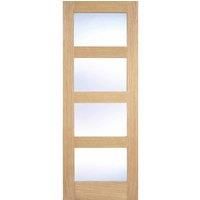 LPD (W) 28.6 inch Oak Shaker Glazed 4L Clear Pre-Finished Internal Door