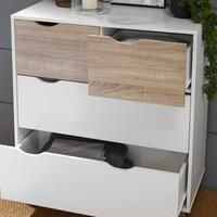 LPD Stockholm White & Sonoma Oak Scandinavian Style Bedroom Range - Beds Chests Bedside#3 Drawer Chest