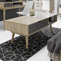 SCANDI DESK COFFEE TABLE LAMP SIDE END TV STAND SIDEBOAR LAPTOP TABLE OAK/GREY