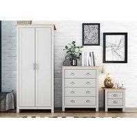 LPD Lancaster Grey & Oak 3 Piece Bedroom Set - Chest Bedside Wardrobe