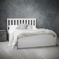 LPD White Wooden Double Ottoman Bed - Oxford