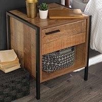 HOXTON BEDSIDE CABINET SIDE END TABLE CABINET DISTRESSED OAK EFFECT
