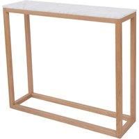 HARLOW COFFEE CONSOLE LAMP END TABLE OAK FRAME REAL WHITE MARBLE TOP LIVING ROOM
