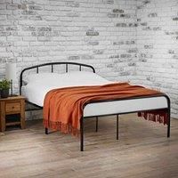 LPD Milton White & Black Metal Bed Frame Single Small Double, Double King Size