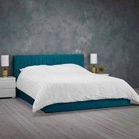 BERLIN FABRIC VELVET OTTOMAN STORAGE BED TEAL GAS LIFT 4FT 4FT6 DOUBLE 5FT KING