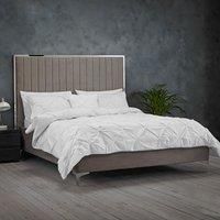 LPD Furniture Berkeley Soft Mink-Grey Upholstered Fabric Bed Double King Size