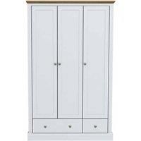 LPD Devon 3 Door 2 Drawer Wardrobe White