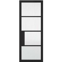 LPD (W) 30 inch Black Chelsea Glazed 4L Reeded Internal Door