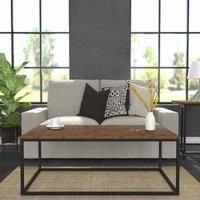 EALING COFFEE TABLE RUSTIC WOOD EFFECT PANELS RECTANGLE SPACIOUS TABLE TOP