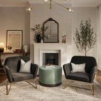 LPD Furniture Charles Armchair Black Velvet and Brushed Gold