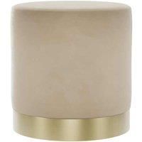 Footstool Pouf Seat Chair Velvet Beige Small Lara Pouffe Legrest Living Room