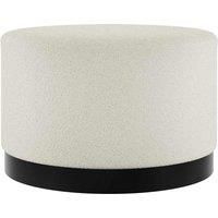 LPD Furniture Lara Pouffe Ivory Boucle And Matte Black Large, Multi