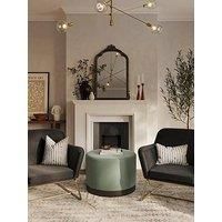 LPD Furniture Lara Pouffe Sage Velvet And Matte Black Large