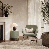 LPD Furniture Lara Pouffe Sage Velvet And Matte Black Small