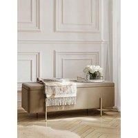 LPD Furniture Lola Storage Ottoman Beige Velet And Brushed Gold