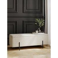 LPD Furniture Lola Storage Ottoman Ivory Boucle And Matte Black