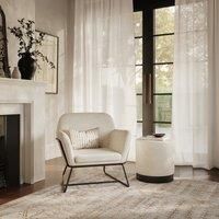 LPD Furniture Charles Armchair Ivory Boucle and Matte Black