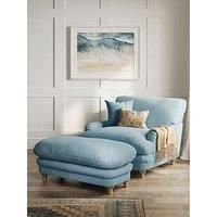 LPD Furniture Plumpton Footstool Duck Egg Blue Weave