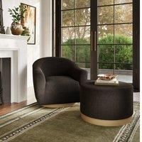 LPD Furniture Daphne Black Natural Swivel Chair, Black
