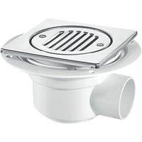 McAlpine TSG50T6SS 50mm Water Seal Gully with Horizontal Outlet for Tiled or Stone Floors, Chrome and White