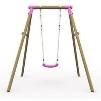 Plum Play Kids Outdoor Wooden Round Pole Swings with Ground Anchors Included - Suitable for up to 50kg per accessory - Up to 5 year Warranty (Single Pink Bush Baby)