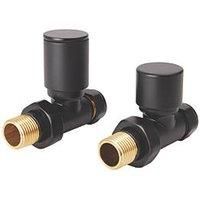 Flomasta Anthracite Straight Manual Radiator Valve & Lockshield 1/2" x 15mm 2 Pack (704FW)