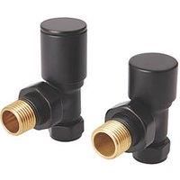 Flomasta Anthracite Angled Manual Radiator Valve & Lockshield 1/2" x 15mm 2 Pack (492FW)