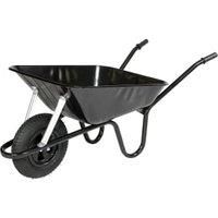 Walsall Barrow in a Box Black Builders Wheelbarrow with Pneumatic Wheel 85L