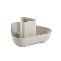 Zeal Corner Sink Tidy Organiser, Compact Cutlery Utensil Drainer Caddy Rack, Cream