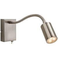 Firstlight Orion LED Flexible Wall Spotlight 4W with On/Off Switch Warm White Brushed Steel