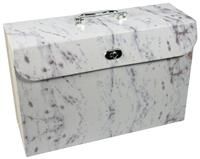 Cathedral Products Luxurious Marble Design 19-Pocket Expanding Box File with Silver-Coloured Accents | Stylish Document Organiser | A4 Size