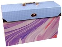 Cathedral Products Purple Abstract 19-Pocket Expanding Box File with Rose Gold-Coloured Accents | Stylish Document Organiser | A4 Size