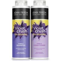 John Frieda Violet Crush Neutralising + Tone Correcting Shampoo + Conditioner Set 2 x 500ml Removes Brassy Tones with Crushed Violet Pigments Large Pack