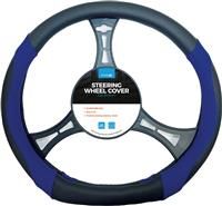 Simply SWC131 Black & Red Flat Bottom Steering Wheel Cover & 2 Air Round Fresh