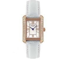 Rotary Analogue Quartz Diamond Watch with White Leather Strap LS02652/41