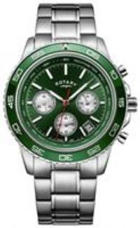 Rotary GB03067/24 Chronograph Henley Green Steel Dial Bracelet Watch RRP £265