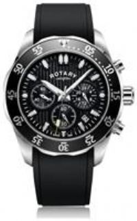 Rotary Men's Chronograph Black Rubber Strap Watch