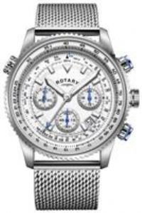 Rotary GB03107/06 Men's Stainless Steel Mesh Bracelet Pilot Watch RRP £165