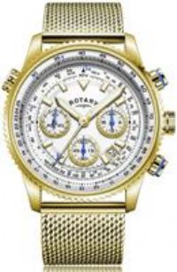 Rotary Men's 43mm PILOTS Gold Plated Analogue ChronographBracelet Watch STKOR192