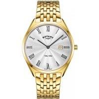 Rotary Men/'s Ultra Slim Stainless Steel Bracelet Quartz Watch with Deployment Clasp GB08013/01