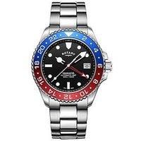 Rotary Men'S Seamatic Gmt 300M Water Resistance Back Dial Stainless Steel Bracelet Watch