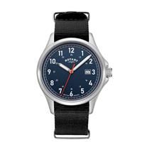 Rotary Black Fabric Strap Watch