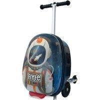 Flyte Scooter Suitcase Folding Kids Luggage - Sammie The Spaceman, Hardshell, Ride On with Wheels, 2-in-1, 18 Inch, 25 Litre Capacity