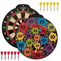 Hy-Pro Double Sided Magnetic Dart Board for Kids - Classic and Paint Splatter Designs, 12 Safe Magnetic Darts, 4 Games in 1, 18-Inch, Indoor & Outdoor Dart Game, Portable and Durable for Ages 3+